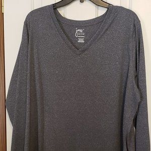 Just My Size Active Long Sleeve Cool Dri V-Neck Tee